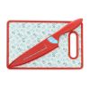Gibson Home Village Vines 3 Piece Cutting Board And Knife Set In Red And Blue