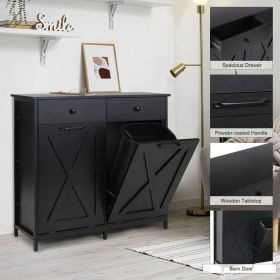 Black Multipurpose 2 Drawer / 2 Tilt Out 10Gl Kitchen Laundry Trash/Recycle Storage