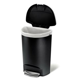Black 13-Gallon Kitchen Trash Can With Foot Pedal Step Lid