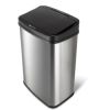Black Top 13-Gallon Stainless Steel Kitchen Trash Can With Motion Sensor Lid
