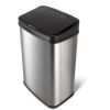 Black Top 13-Gallon Stainless Steel Kitchen Trash Can With Motion Sensor Lid