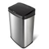 Black Top 13-Gallon Stainless Steel Kitchen Trash Can With Motion Sensor Lid