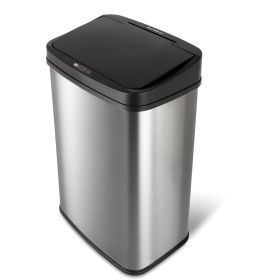 Black Top 13-Gallon Stainless Steel Kitchen Trash Can With Motion Sensor Lid