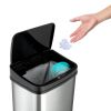 Black Top 13-Gallon Stainless Steel Kitchen Trash Can With Motion Sensor Lid