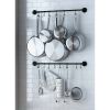 Set Of 2 - Black Metal Wall Mounted Pot Rack With 20 Hanging Hooks