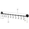 Set Of 2 - Black Metal Wall Mounted Pot Rack With 20 Hanging Hooks