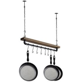 Farmhome Rustic Industrial 8 S-Hooks Ceiling Mounted Hanging Pot Rack