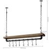 Farmhome Rustic Industrial 8 S-Hooks Ceiling Mounted Hanging Pot Rack