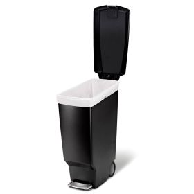Black 10-Gallon Narrow Kitchen Trash Can With Easy Step-On Lid