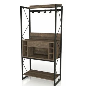 Farmhouse Oak Iron Baker'S Wine Storage Rack