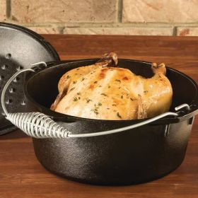 5-Quart Seasoned Cast Iron Dutch Oven With Lid And Spiral Wire Handle