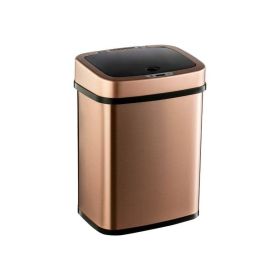 3-Gallon Motion Sensor Touchless Stainless Steel Trash Can In Copper Gold Finish