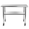 Stainless Steel 48 X 24-Inch Kitchen Prep Table With Casters