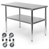 Stainless Steel 48 X 24-Inch Kitchen Prep Table With Casters