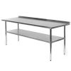 Stainless Steel 72 X 24 Inch Kitchen Prep Work Table With Backsplash