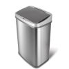 Grey 13-Gallon Stainless Steel Kitchen Trash Can With Motion Sensor Lid
