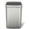 Grey 13-Gallon Stainless Steel Kitchen Trash Can With Motion Sensor Lid