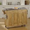 Stainless Steel Top Wooden Kitchen Cart Island With Casters