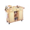 Natural Wood Finish Kitchen Island Cart With Locking Casters