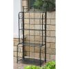 Indoor / Outdoor Folding Iron 4-Shelf Bakers Rack In Bronze With Lattice Shelves