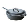 12-Inch Round Cast Iron Deep Skillet With Lid Pre-Seasoned And Made In The Usa