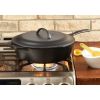 12-Inch Round Cast Iron Deep Skillet With Lid Pre-Seasoned And Made In The Usa