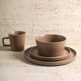 16-Piece Stoneware Dinnerware Set In Matte Brown - Service For 4