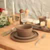 16-Piece Stoneware Dinnerware Set In Matte Brown - Service For 4