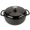 Round 6-Quart Black Enamel Cast Iron Dutch Oven With Lid