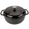 Round 6-Quart Black Enamel Cast Iron Dutch Oven With Lid