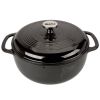Round 6-Quart Black Enamel Cast Iron Dutch Oven With Lid