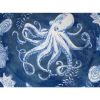 5-Piece Starfish Sea Shells Octopus Beach Dinner Bowl Set In Blue And White