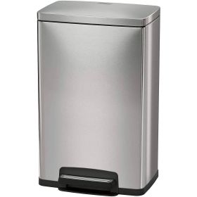 13-Gallon Kitchen Trash Can With Step Lid In Stainless Steel Finish