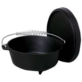 2-Gallon Seasoned Cast Iron Dutch Oven With Lid And Spiral Metal Handle