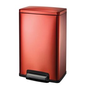 Stainless Steel 13-Gallon Kitchen Trash Can With Step Lid In Copper Red Finish