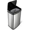 Silver/Black 13-Gallon Stainless Steel Kitchen Trash Can With Motion Sensor Lid