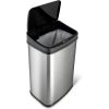 Silver/Black 13-Gallon Stainless Steel Kitchen Trash Can With Motion Sensor Lid