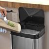 Silver/Black 13-Gallon Stainless Steel Kitchen Trash Can With Motion Sensor Lid