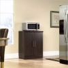 Contemporary Kitchen Storage Microwave Cabinet In Dark Oak