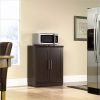 Contemporary Kitchen Storage Microwave Cabinet In Dark Oak