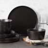 16-Piece Stoneware Dinnerware Set In Matte Black - Service For 4