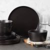 16-Piece Stoneware Dinnerware Set In Matte Black - Service For 4