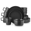 16-Piece Stoneware Dinnerware Set In Matte Black - Service For 4