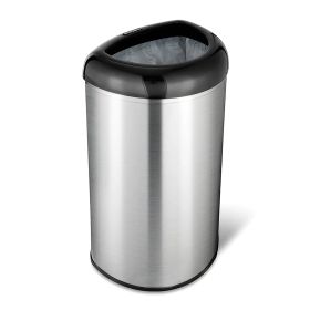 Stainless Steel Black Open Top 13-Gallon Kitchen Trash Can With No Lid