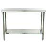 Stainless Steel Top Food Safe Prep Table Utility Work Bench With Bottom Shelf