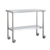 Stainless Steel 2-Ft Kitchen Island Cart Prep Table With Casters