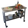 Stainless Steel 2-Ft Kitchen Island Cart Prep Table With Casters