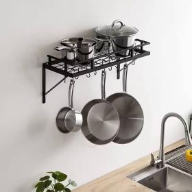 Matte Black Stainless Steel Wall Mounted Pot Rack With 10 Hanging Hooks
