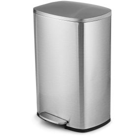 13-Gallon Modern Stainless Steel Kitchen Trash Can With Foot Step Pedal Design