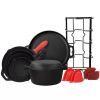 12-Piece Cast Iron Cookware Set With Dutch Oven Frying Pan Skillet And Pizza Pan